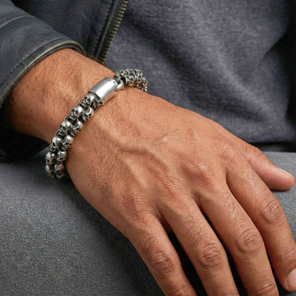 THE MEN THING Steel Bracelets SKULLIX - 14mm Pure Titanium Steel Bracelet for Men & Boy (8inch)