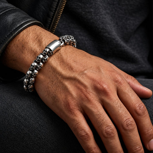 THE MEN THING Steel Bracelets SKULLIX - 14mm Pure Titanium Steel Bracelet for Men & Boy (8inch)