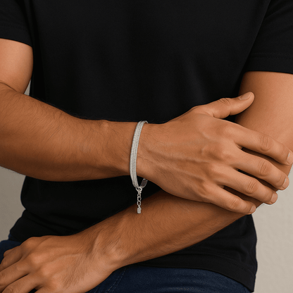 THE MEN THING Steel Bracelets SLINKY AURA - 8mm Pure Stainless Steel Bracelet, American trending Style for Men & Boy