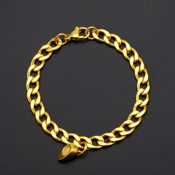 SPLIT HEART CUBAN LINK - Golden - Pure Titanium Steel Adjustable Bracelet for Men & Boys