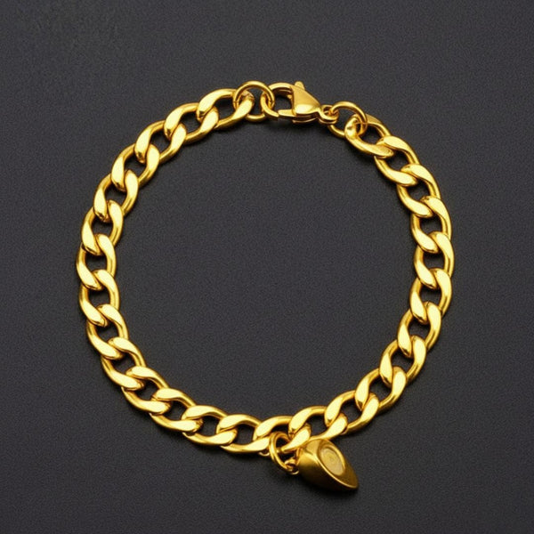 SPLIT HEART CUBAN LINK - Golden - Pure Titanium Steel Adjustable Bracelet for Men & Boys