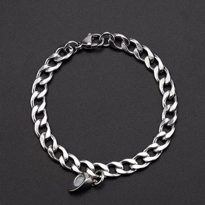 THE MEN THING Steel Bracelets SPLIT HEART CUBAN LINK - Steel - Pure Titanium Steel Adjustable Bracelet for Men & Boys