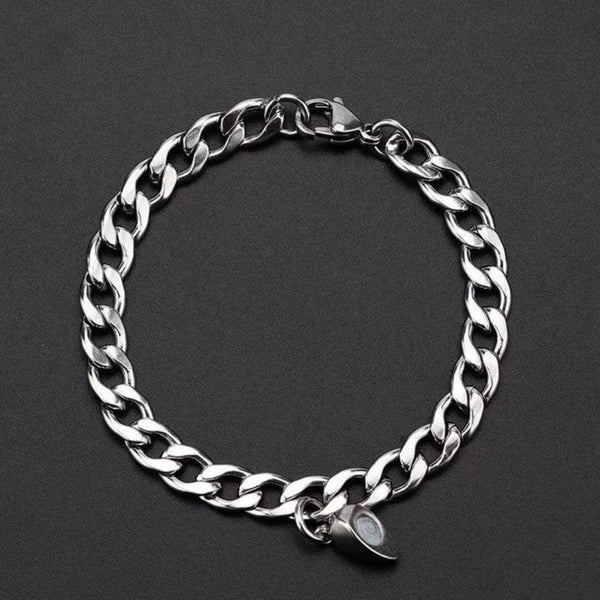SPLIT HEART CUBAN LINK - Steel - Pure Titanium Steel Adjustable Bracelet for Men & Boys