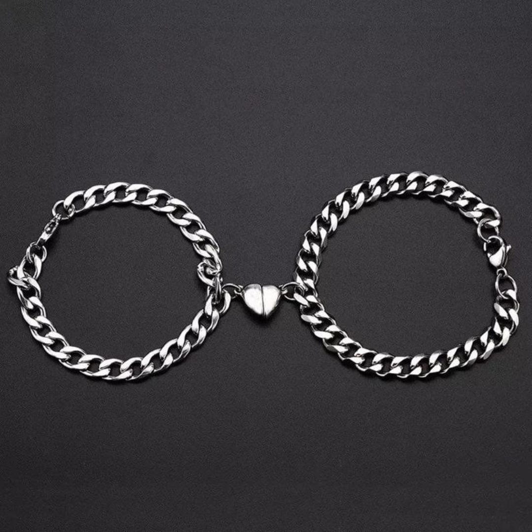 THE MEN THING Steel Bracelets SPLIT HEART CUBAN LINK - Steel - Pure Titanium Steel Adjustable Bracelet for Men & Boys