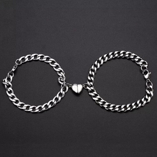 SPLIT HEART CUBAN LINK - Steel - Pure Titanium Steel Adjustable Bracelet for Men & Boys