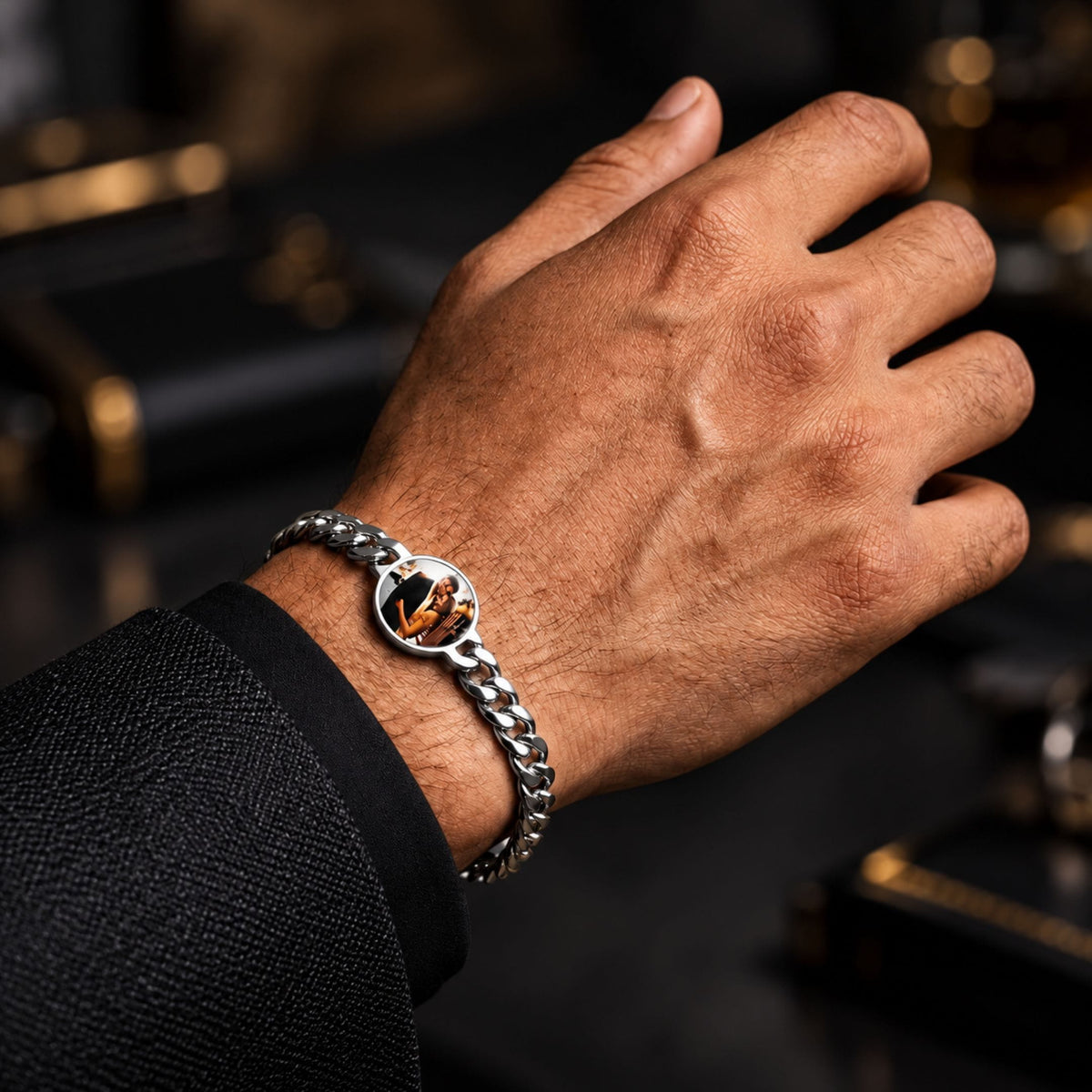 THE MEN THING Steel Bracelets Steel FOREVER MEMORY – Pure Titanium Steel 7–10 Inch Adjustable Bracelet for Men & Boys | Steel & Golden