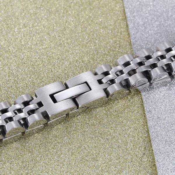 STEEL GRID BRACELET - 12mm Pure Silver Titanium Stainless Steel Bracelet, steel Chain Bracelet for Men & Boy (8inch)
