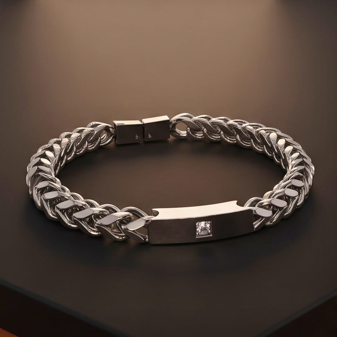 THE MEN THING Steel Bracelets STEEL NEXUS - 6mm Pure Titanium Steel Bracelet with Snap-lock Clasp for Men & Boy (8 inch)