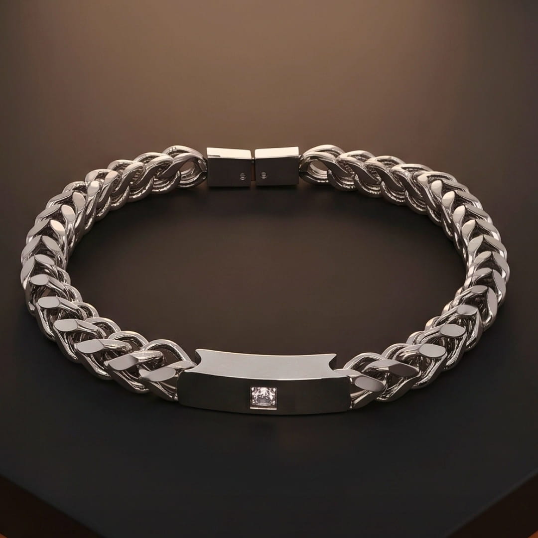 THE MEN THING Steel Bracelets STEEL NEXUS - 6mm Pure Titanium Steel Bracelet with Snap-lock Clasp for Men & Boy (8 inch)