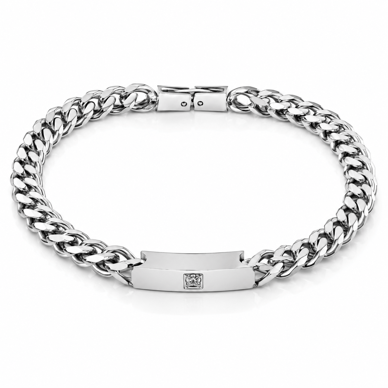 THE MEN THING Steel Bracelets STEEL NEXUS - 6mm Pure Titanium Steel Bracelet with Snap-lock Clasp for Men & Boy (8 inch)
