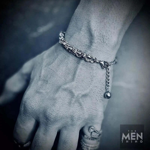 STEELBOX -  7mm Stainless Steel Bracelet, American Style - 8 inch with Adjustable Lobster Claw Buckle for Men & Boys