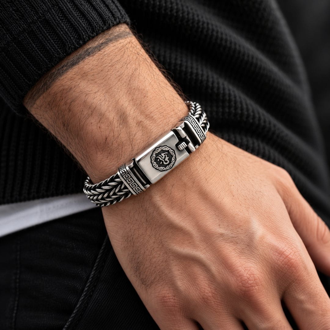 THE MEN THING Steel Bracelets STRIX LINK - "10"mm Pure Stainless Steel Bracelet with Open Box Clasps for Men & Boy (9 inch)