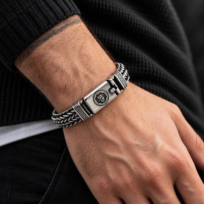THE MEN THING Steel Bracelets STRIX LINK - "10"mm Pure Stainless Steel Bracelet with Open Box Clasps for Men & Boy (9 inch)