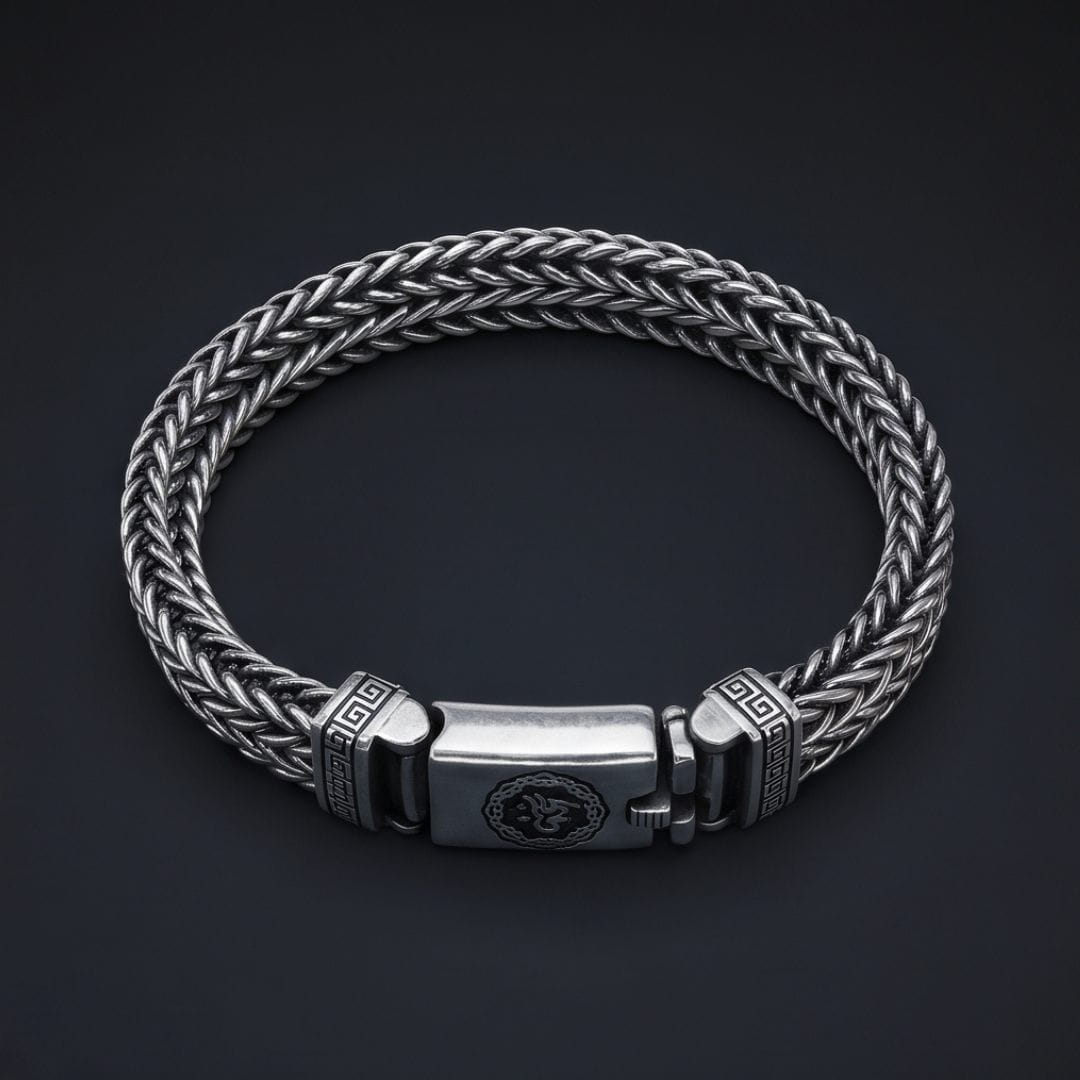 THE MEN THING Steel Bracelets STRIX LINK - "10"mm Pure Stainless Steel Bracelet with Open Box Clasps for Men & Boy (9 inch)