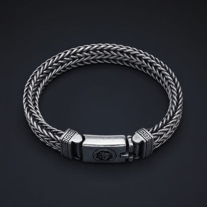 THE MEN THING Steel Bracelets STRIX LINK - "10"mm Pure Stainless Steel Bracelet with Open Box Clasps for Men & Boy (9 inch)