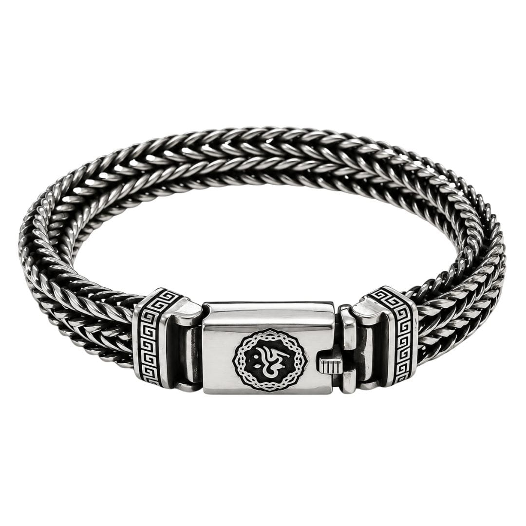 THE MEN THING Steel Bracelets STRIX LINK - "10"mm Pure Stainless Steel Bracelet with Open Box Clasps for Men & Boy (9 inch)