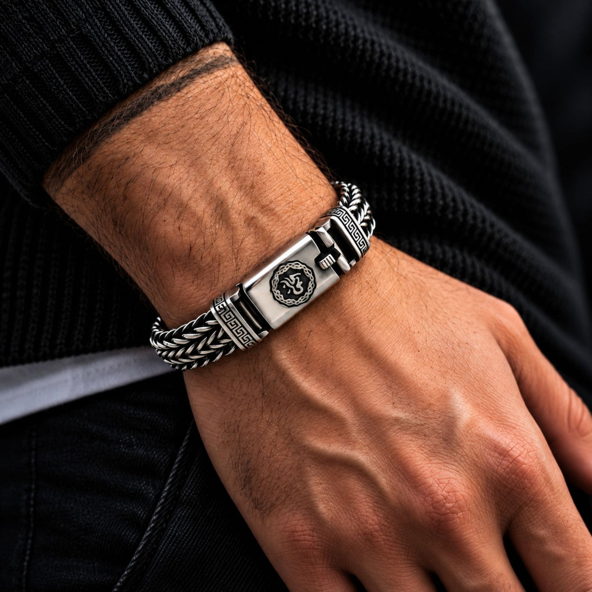 THE MEN THING Steel Bracelets STRIX LINK - "10"mm Pure Stainless Steel Bracelet with Open Box Clasps for Men & Boy (9 inch)