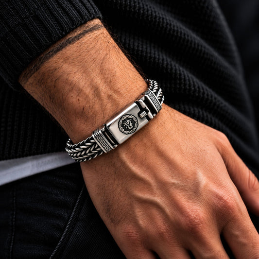 THE MEN THING Steel Bracelets STRIX LINK - "10"mm Pure Stainless Steel Bracelet with Open Box Clasps for Men & Boy (9 inch)