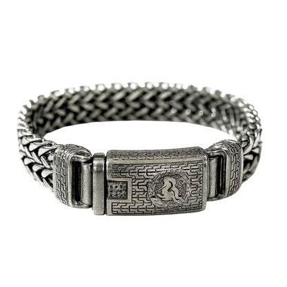 THE MEN THING Steel Bracelets STRIX LINK - "13"mm Pure Stainless Steel Bracelet with Open Box Clasps for Men & Boy (9 inch)