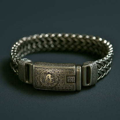 THE MEN THING Steel Bracelets STRIX LINK - "13"mm Pure Stainless Steel Bracelet with Open Box Clasps for Men & Boy (9 inch)