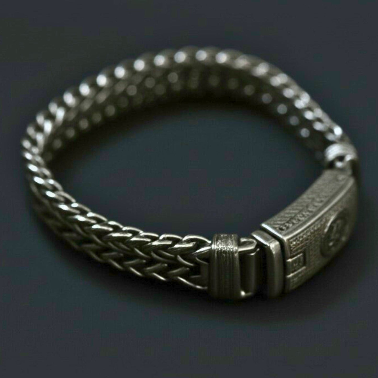 THE MEN THING Steel Bracelets STRIX LINK - "13"mm Pure Stainless Steel Bracelet with Open Box Clasps for Men & Boy (9 inch)