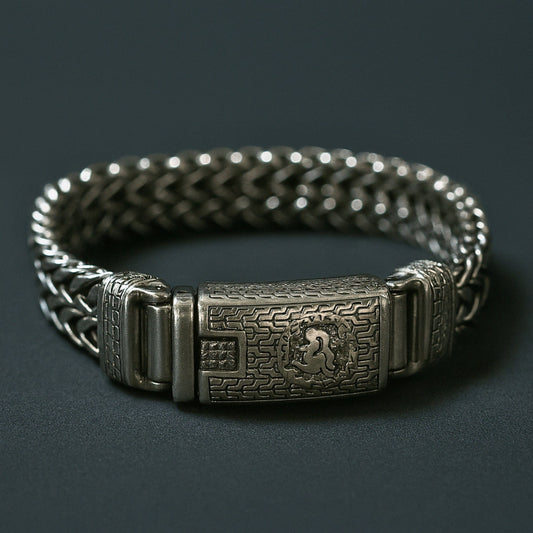 THE MEN THING Steel Bracelets STRIX LINK - "13"mm Pure Stainless Steel Bracelet with Open Box Clasps for Men & Boy (9 inch)