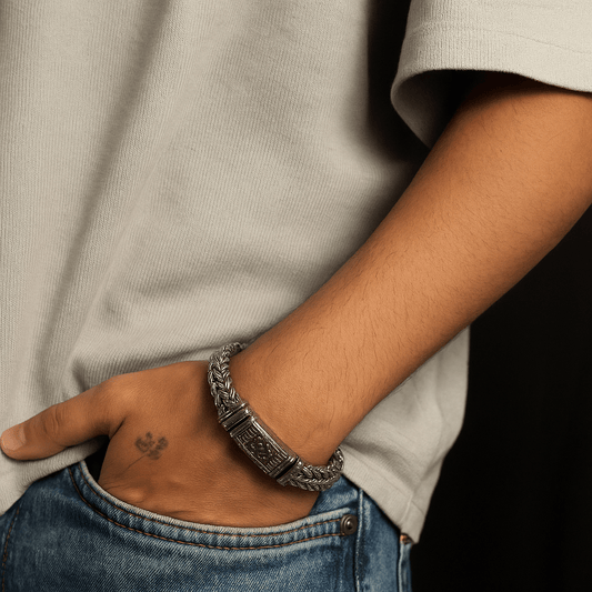 THE MEN THING Steel Bracelets STRIX LINK - "13"mm Pure Stainless Steel Bracelet with Open Box Clasps for Men & Boy (9 inch)