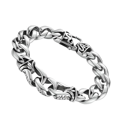 THE MEN THING Steel Bracelets TENACITY - "12"mm Pure Stainless Steel Bracelet with Lobster Claw Buckle for Men & Boys (8 inch)