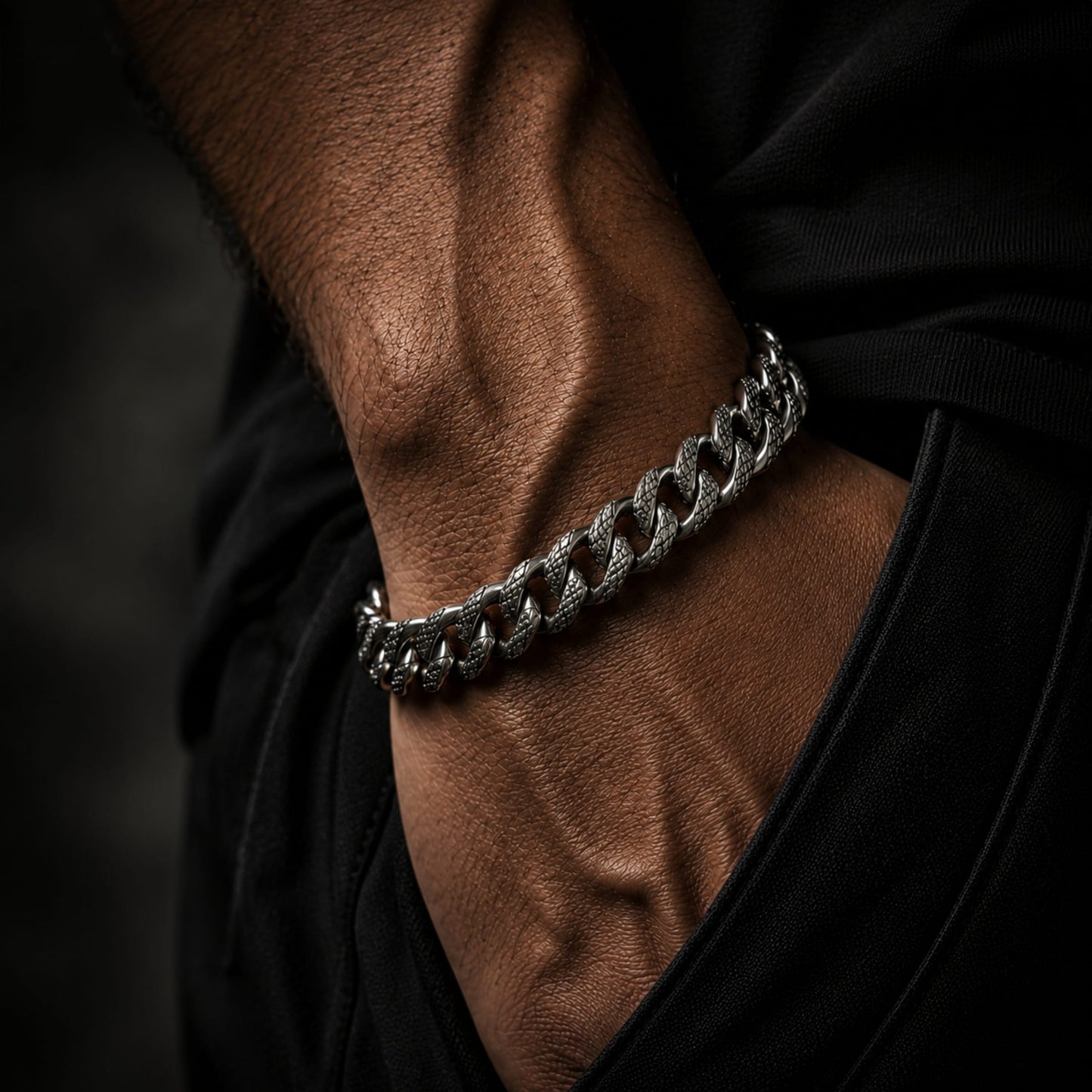 THE MEN THING Steel Bracelets TENACITY - "12"mm Pure Stainless Steel Bracelet with Lobster Claw Buckle for Men & Boys (8 inch)