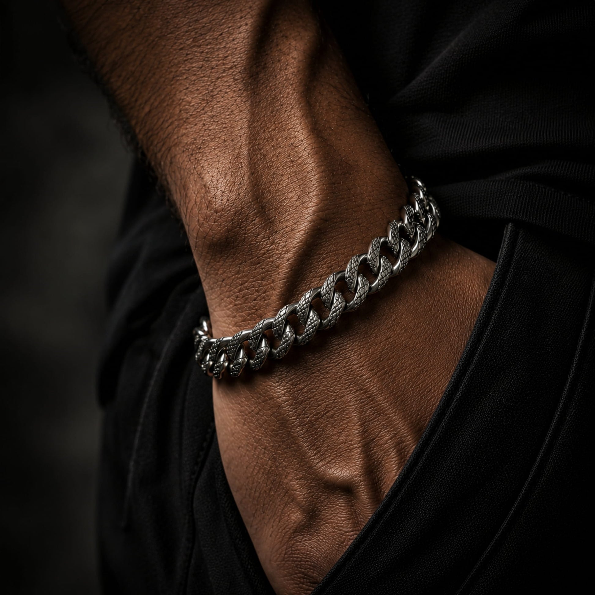 THE MEN THING Steel Bracelets TENACITY - "12"mm Pure Stainless Steel Bracelet with Lobster Claw Buckle for Men & Boys (8 inch)