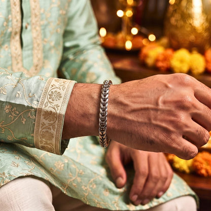THE MEN THING Steel Bracelets The Perfect Rakhi Gift For Every Brother – CHROME RIDER - Stainless Steel Bracelet With Timeless Style (8 inch)