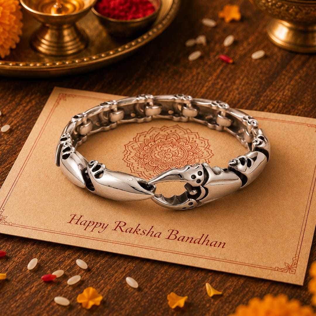 THE MEN THING Steel Bracelets The Perfect Rakhi Gift For Every Brother – CRABLOCK - Premium Titanium Steel Bracelets With Timeless Style (8inch)