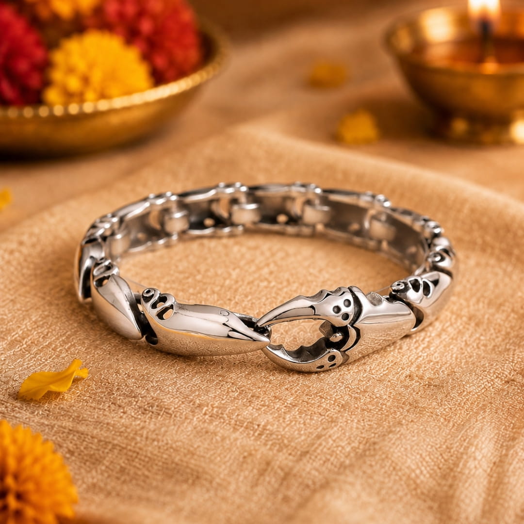 THE MEN THING Steel Bracelets The Perfect Rakhi Gift For Every Brother – CRABLOCK - Premium Titanium Steel Bracelets With Timeless Style (8inch)