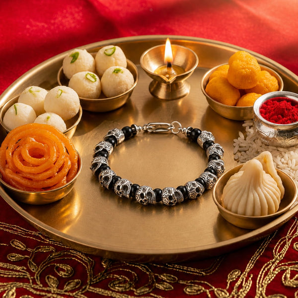 The Perfect Rakhi Gift For Every Brother – GRIM SKULL - Black Agate - Premium Stainless Steel Bracelets With Timeless Style (8inch)