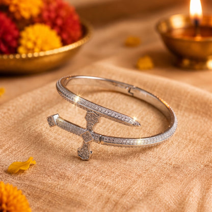 THE MEN THING Steel Bracelets The Perfect Rakhi Gift For Every Brother – JUSTICE SWORD SILVER - Premium Alloy Bracelet With Faux Diamonds (8inch)