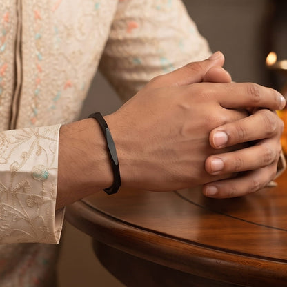 THE MEN THING Steel Bracelets The Perfect Rakhi Gift For Every Brother – ONYX HEX CUFF - Pure Stainless Steel With Timeless Style