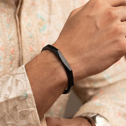 THE MEN THING Steel Bracelets The Perfect Rakhi Gift For Every Brother – ONYX HEX CUFF - Pure Stainless Steel With Timeless Style