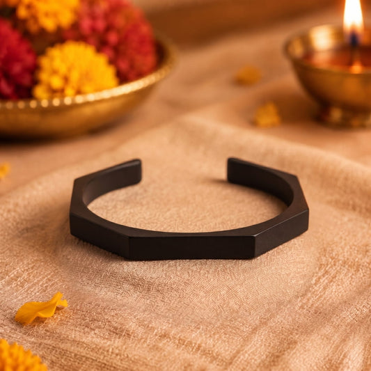 THE MEN THING Steel Bracelets The Perfect Rakhi Gift For Every Brother – ONYX HEX CUFF - Pure Stainless Steel With Timeless Style