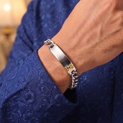THE MEN THING Steel Bracelets The Perfect Rakhi Gift For Every Brother – PERSONA LINK - Premium Titanium Steel With Timeless Style (8.5inch)