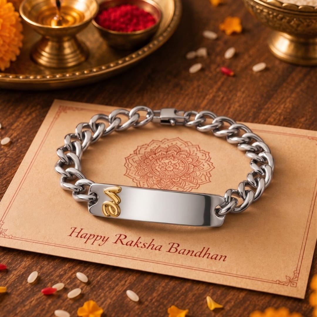 THE MEN THING Steel Bracelets The Perfect Rakhi Gift For Every Brother – PERSONA LINK - Premium Titanium Steel With Timeless Style (8.5inch)