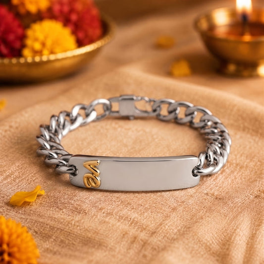 THE MEN THING Steel Bracelets The Perfect Rakhi Gift For Every Brother – PERSONA LINK - Premium Titanium Steel With Timeless Style (8.5inch)