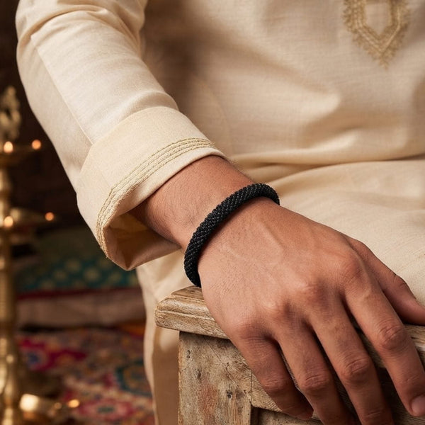 The Perfect Rakhi Gift For Every Brother – RAVEN WEAVE BLACK - Stainless Steel Bracelet With Timeless Style (8 inch)