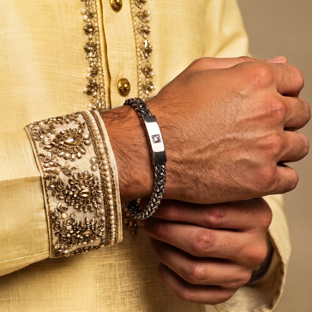 THE MEN THING Steel Bracelets The Perfect Rakhi Gift For Every Brother – STEEL NEXUS - Premium Titanium Steel With Timeless Style (8.5inch)