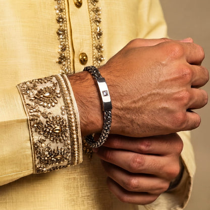 THE MEN THING Steel Bracelets The Perfect Rakhi Gift For Every Brother – STEEL NEXUS - Premium Titanium Steel With Timeless Style (8.5inch)