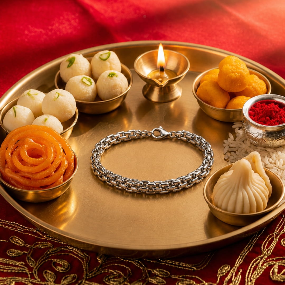 THE MEN THING Steel Bracelets The Perfect Rakhi Gift For Every Brother – STEELBOX - Premium Stainless Steel Bracelets With Timeless Style (7inch)
