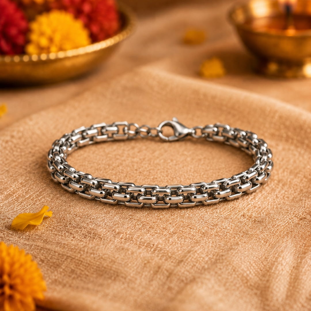 THE MEN THING Steel Bracelets The Perfect Rakhi Gift For Every Brother – STEELBOX - Premium Stainless Steel Bracelets With Timeless Style (7inch)