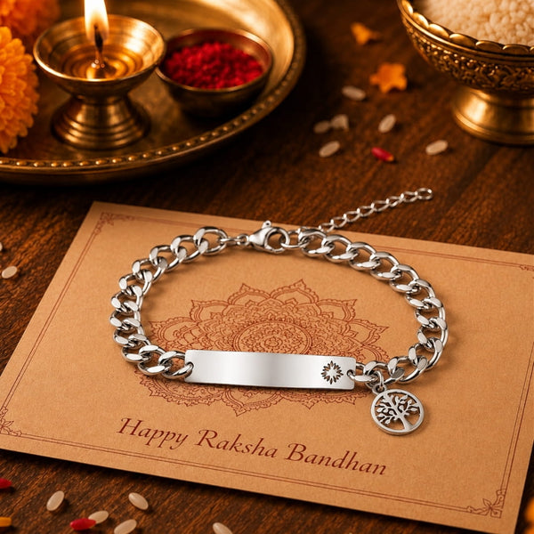 The Perfect Rakhi Gift For Every Brother – TREE CHARM STEEL - Pure Titanium Steel Bracelet With Timeless Style (8-9 Inch)