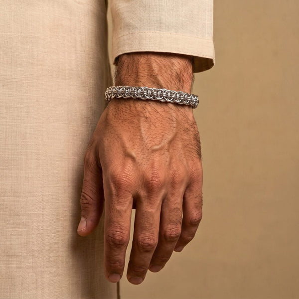 The Perfect Rakhi Gift For Every Brother – WOLF BRAID SILVER - Stainless Steel Bracelet With Timeless Style (8 inch)