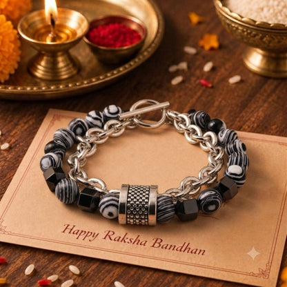 THE MEN THING Steel Bracelets The Perfect Rakhi Gift For Every Brother – WOLF TRAIL GREY - Stainless Steel Bracelet With Timeless Style (8 inch)