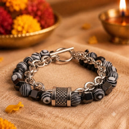 THE MEN THING Steel Bracelets The Perfect Rakhi Gift For Every Brother – WOLF TRAIL GREY - Stainless Steel Bracelet With Timeless Style (8 inch)